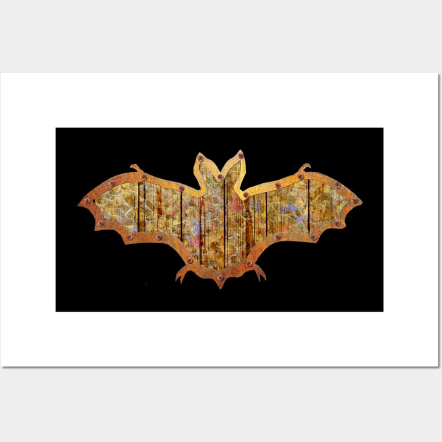 Battered Wooden Halloween Bat Decoration In A Retro Style Wall Art by crunchysqueak